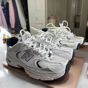 New Balance 530 White and Dark Blue Sneakers